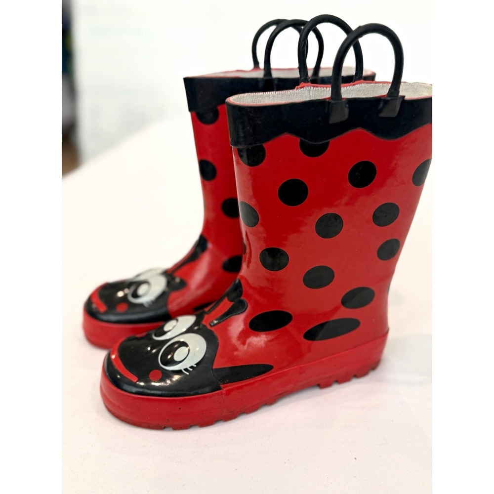 Western Chief Ladybug-Red Polka Dot girls Waterproof Rain Boots Red/Black US 13